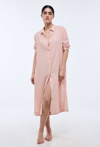Chemise de nuit rayée en viscose et lin - MONOPRIX - Modalova