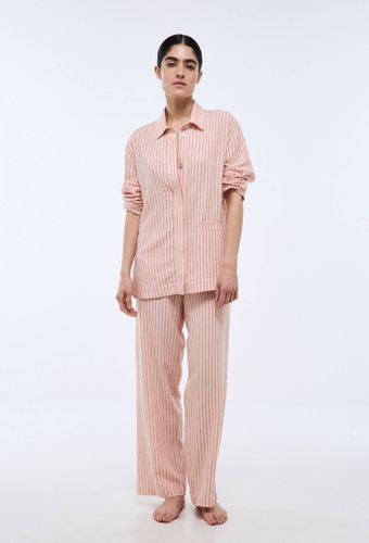 Pyjama long rayé en viscose et lin - MONOPRIX - Modalova