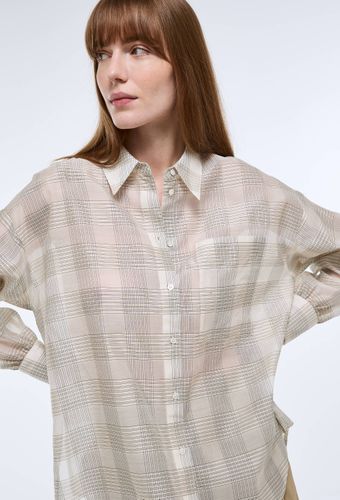 Chemise manches longues à carreaux en coton et soie - MONOPRIX - Modalova