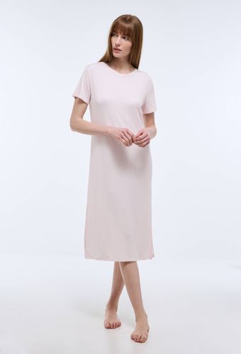 Chemise de nuit manches courtes en modal avec détails en mesh - MONOPRIX - Modalova