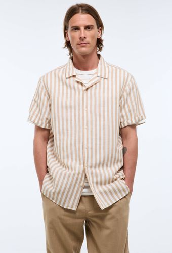 Chemise manches courtes rayée en lin et coton - MONOPRIX - Modalova