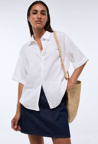 Chemise manches courtes unie en lin - MONOPRIX PREMIUM - Modalova