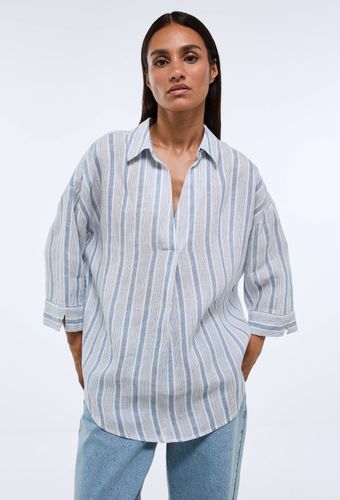 Blouse manches trois quarts rayée en lin - MONOPRIX PREMIUM - Modalova