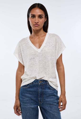 T-shirt manches courtes métallisé en lin - MONOPRIX PREMIUM - Modalova