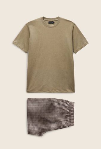 Pyjama t-shirt manches courtes et rayé carreaux en coton - MONOPRIX - Modalova