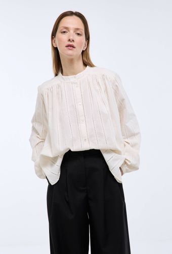 Blouse manches longues en dentelle en coton - MONOPRIX - Modalova