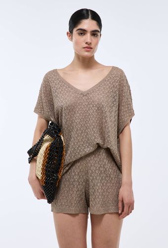 Short en maille ajouré, détails lurex - MONOPRIX - Modalova