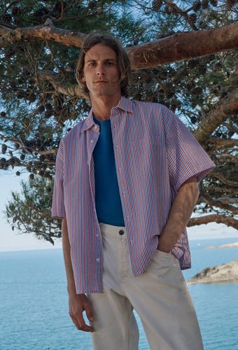 Chemise manches courtes seersucker rayée en coton bio GOTS - MONOPRIX - Modalova