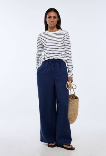 Pantalon large à taille élastiquée en lin - MONOPRIX PREMIUM - Modalova