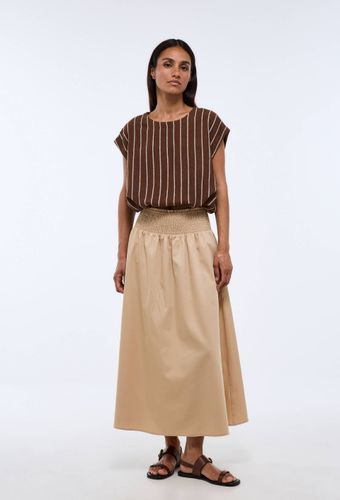 Jupe midi taille smockée unie en coton BIO GOTS - MONOPRIX - Modalova