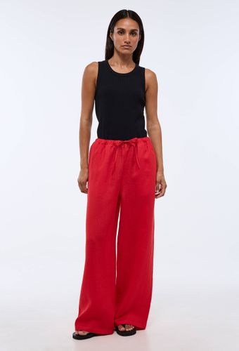 Pantalon en lin avec cordon à la taille - MONOPRIX - Modalova