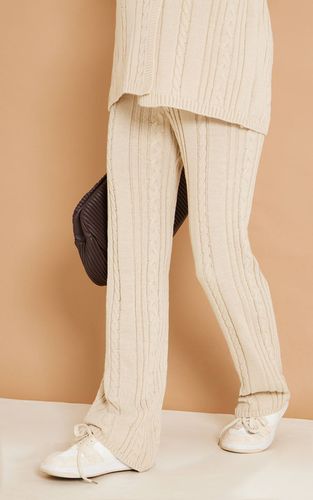 Oatmeal Pantalon De Maternité Évasé Large À Torsades | Taille 42 - PrettyLittleThing - Modalova