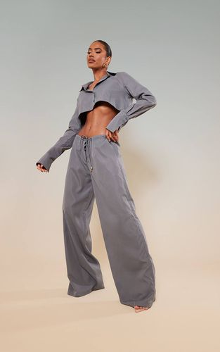 Slate Grey Pantalon Droit Oversize À Cordon De Serrage | Taille 44 - PrettyLittleThing - Modalova