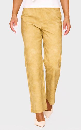 Mustard Pantalon Droit Court En Synthétique Effet Délavé | Taille 42 - PrettyLittleThing - Modalova