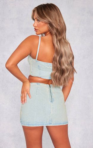 Corset En Denim À Ourlet Asymétrique | Taille 44 - PrettyLittleThing - Modalova