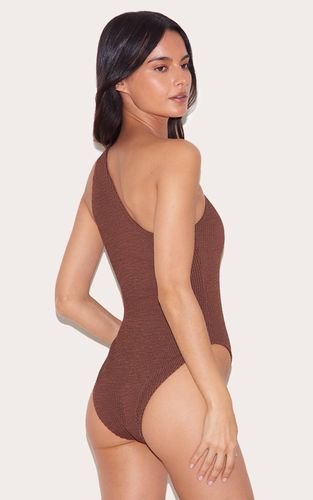 Choc Brown Maillot De Bain Une Épaule À Découpe Marron Chocolat Froissé | Taille 32 - PrettyLittleThing - Modalova