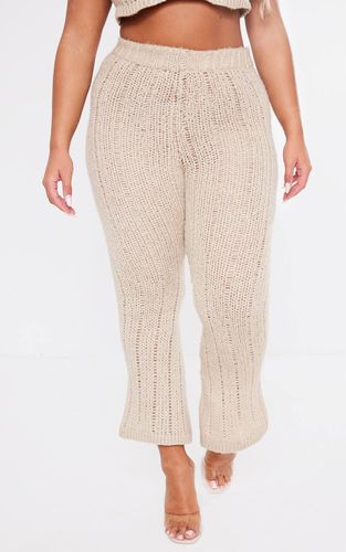 Oatmeal Pantalon Évasé Taille Haute En Maille Shape | Taille Small - PrettyLittleThing - Modalova