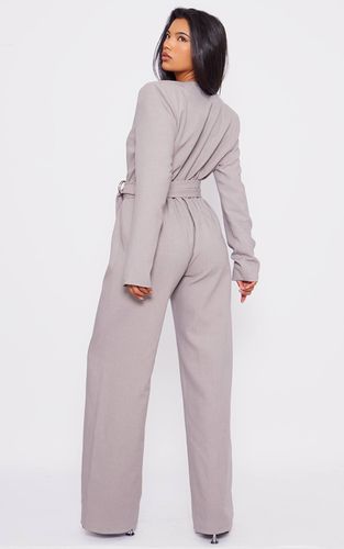 Light Grey Combinaison Pantalon Large Croisée Avec Détails De Bretelles | Taille 42 - PrettyLittleThing - Modalova