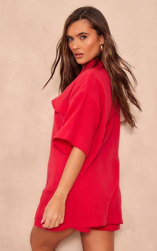 Chemise À Manches Courtes En Tissu Tissé Avec Détail De Poche | Taille 32 - PrettyLittleThing - Modalova