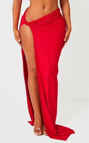 Bright Red Jupe Maxi Co-ord Shape En Jersey Slinky Rouge Avec Nœud Extrême | Taille 42 - PrettyLittleThing - Modalova