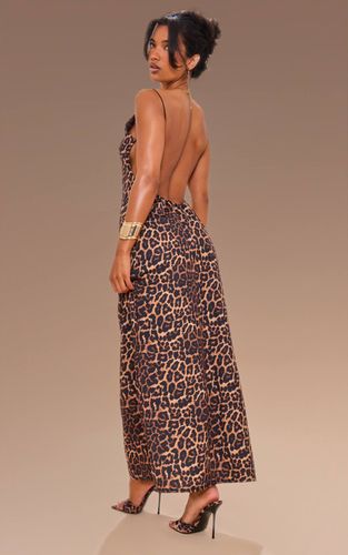 Leopard Robe Longue Dos Nu Imprimé Tissé À Bretelles | Taille 42 - PrettyLittleThing - Modalova