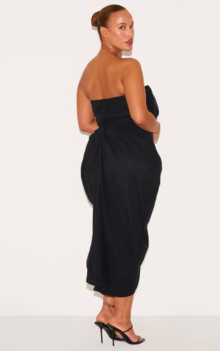 Deep Black Robe Midi Drapée À Corset Bandeau En Mousseline Grande Taille | Taille 56 - PrettyLittleThing - Modalova