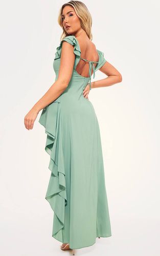 Sage Green Robe Midi Bardot À Détail Volants | Taille 32 - PrettyLittleThing - Modalova