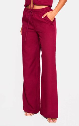 Cherry Red Pantalon Large Taille Mi-haute En Tissu Tissé | Taille 36 - PrettyLittleThing - Modalova