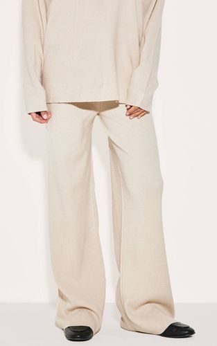 Oatmeal Pantalon Large En Maille Côtelée Légère | Taille XS - PrettyLittleThing - Modalova