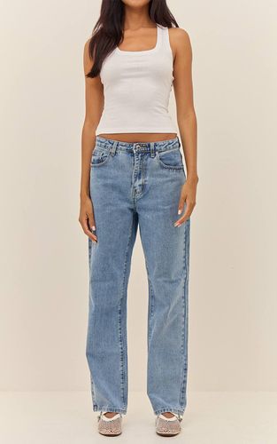 Mid Blue Wash Jean Droit Taille Haute | Taille 42 - PrettyLittleThing - Modalova