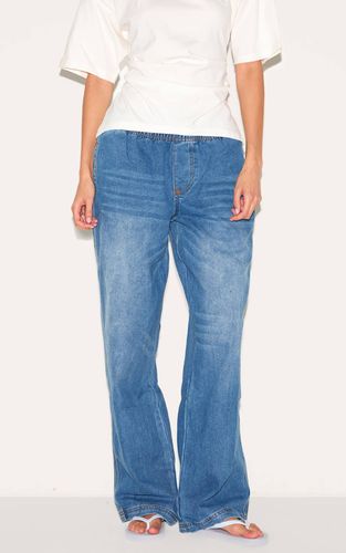 Mid Blue Wash Jean Jambe Large À Taille Élastiquée | Taille 32 - PrettyLittleThing - Modalova