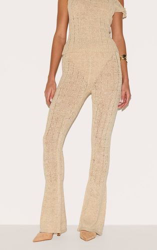 Oatmeal Pantalon Large En Maille Ajourée Texturée | Taille XS - PrettyLittleThing - Modalova