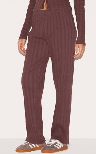 Dark Brown Pantalon Côtelé Taille Mi-haute Coupe Droite | Taille 36 - PrettyLittleThing - Modalova