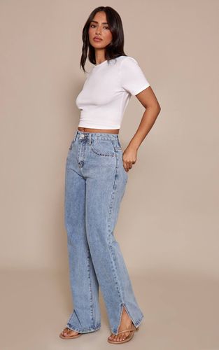 Light Blue Jean Petite À Ourlet Fendu | Taille 42 - PrettyLittleThing - Modalova