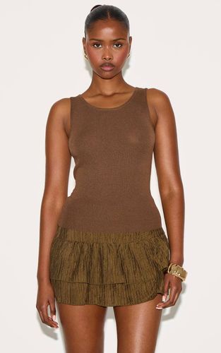 Dark Khaki Mini-jupe Kaki À Taille Basse En Tissu Froissé Avec Volants | Taille 36 - PrettyLittleThing - Modalova
