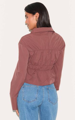 Dark Brown Chemise Froncée | Taille 36 - PrettyLittleThing - Modalova