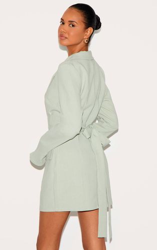 Sage Green Robe Blazer Ceinturée En Tissu Tissé | Taille 32 - PrettyLittleThing - Modalova
