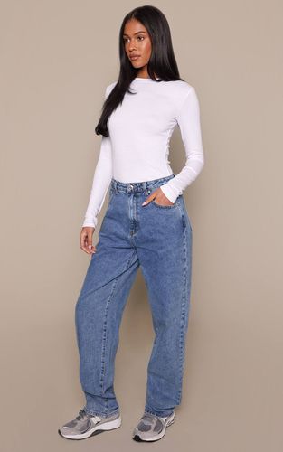 Mid Blue Wash Jean Boyfriend Taille Haute Tall | Taille 42 - PrettyLittleThing - Modalova