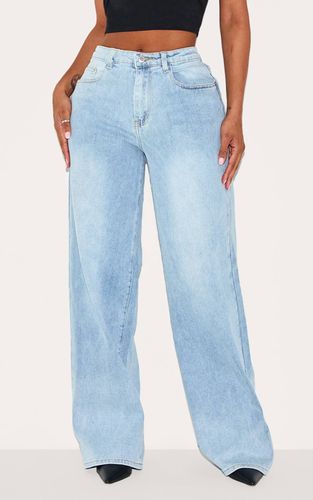 Light Blue Wash Jean Droit Taille Haute Stretch Sablier Sculptant | Taille 42 - PrettyLittleThing - Modalova