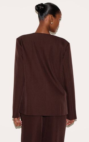 Dark Brown Blazer Asymétrique Ajusté En Tissu Tissé | Taille 32 - PrettyLittleThing - Modalova