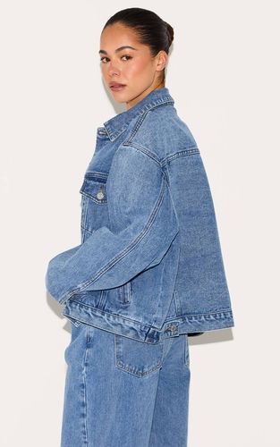 Mid Blue Wash Veste En Jean Classique Oversize | Taille 42 - PrettyLittleThing - Modalova