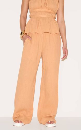 Apricot Pantalon Large Taille Basse En Gaze De Coton | Taille 42 - PrettyLittleThing - Modalova