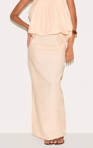 Natural Jupe Longue Évasée Aspect Lin Ensemble Coordonné | Taille 42 - PrettyLittleThing - Modalova