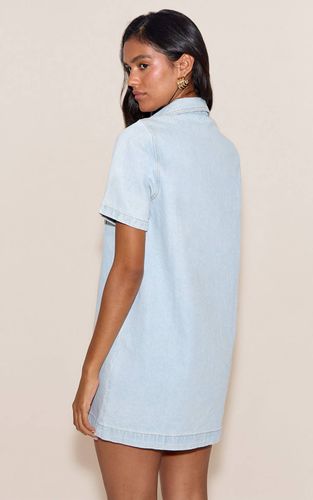 Light Blue Robe Chemise En Denim À Surpiqûres Contrastées | Taille 42 - PrettyLittleThing - Modalova