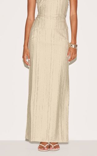 Sage Khaki Jupe Longue Mi-haute Texturée À Bords Effilochés | Taille 32 - PrettyLittleThing - Modalova