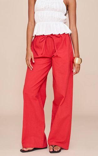 Tomato Red Pantalon En Lin À Taille Coulissée | Taille 32 - PrettyLittleThing - Modalova