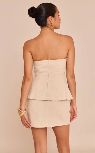 Natural Top Bandeau Long Aspect Lin Premium Petite Ensemble Coordonné | Taille 42 - PrettyLittleThing - Modalova
