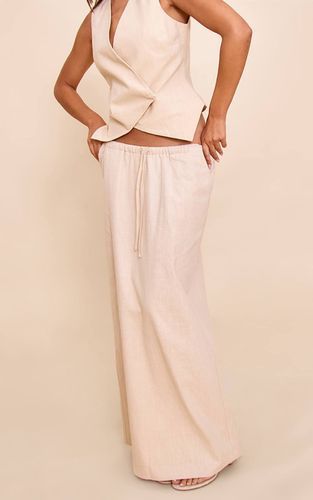 Natural Jupe Longue En Lin Premium Avec Cordon De Serrage | Taille 32 - PrettyLittleThing - Modalova