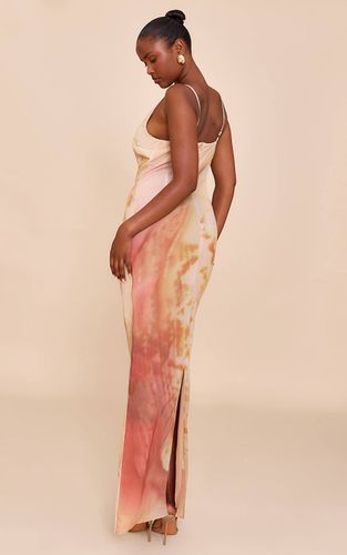 Natural Robe Longue En Mousseline Imprimée Abstraite | Taille 32 - PrettyLittleThing - Modalova