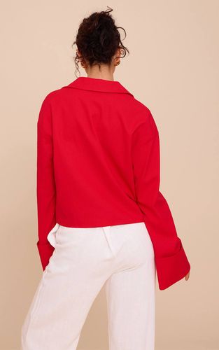 Tomato Red Blazer À Col Tailleur Effet Lin Avec Nœud Devant | Taille 32 - PrettyLittleThing - Modalova